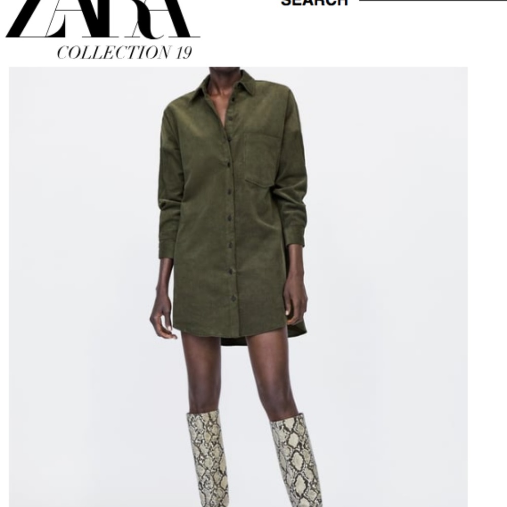 Zara Corduroy Shirt Dress - Brand New